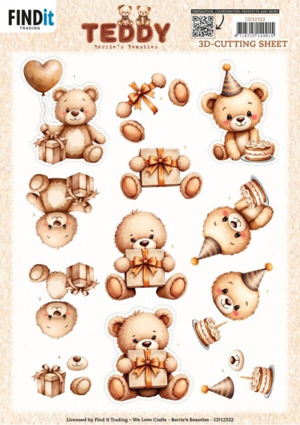 3D Cutting Sheet - Berries Beauties - Teddy - Present CD12322