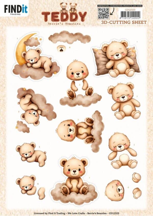 3D Cutting Sheet - Berries Beauties - Teddy - Clouds CD12323