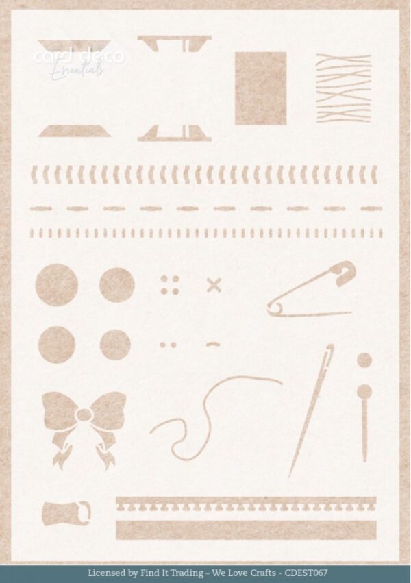 Stencil - Card Deco Essentials - Sewing Serenity - Sewing Stitches - A5CDEST067