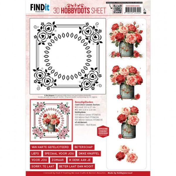 3D Hobbydots Sheet - Berries Beauties - Red Roses 1 DODOHS10001