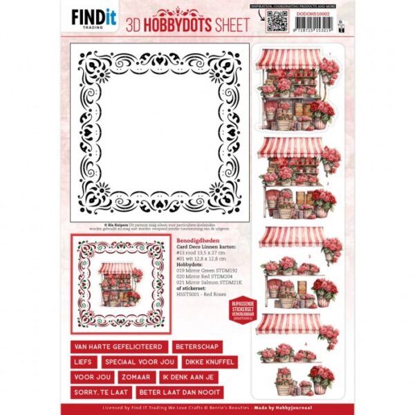 3D Hobbydots Sheet - Berries Beauties - Red Roses 2 DODOHS10002