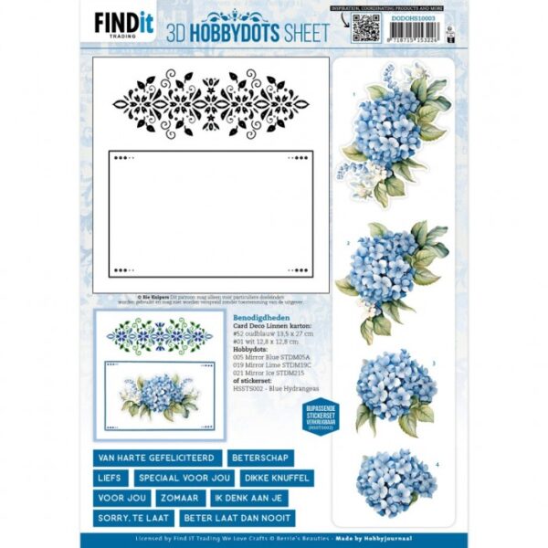 3D Hobbydots Sheet - Berries Beauties - Blue Hydrangeas 1 DODOHS10003