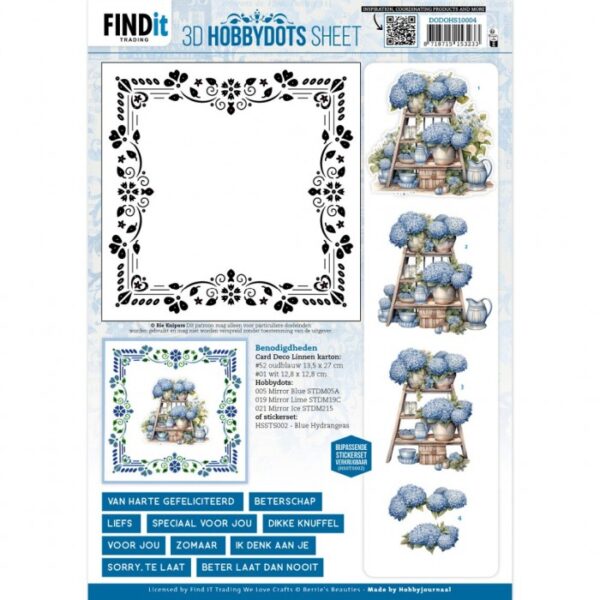 3D Hobbydots Sheet - Berries Beauties - Blue Hydrangeas 2 DODOHS10004