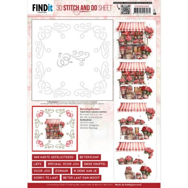 3D Stitch and Do Sheet - Berries Beauties - Red Roses 2  STDOHS10002