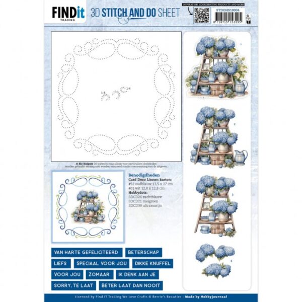 3D Stitch and Do Sheet - Berries Beauties - Blue Hydrangeas 2 STDOHS10004