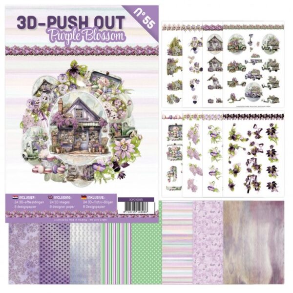 3D Push-Out Book 55 - Purple Blossom 3DPO10055