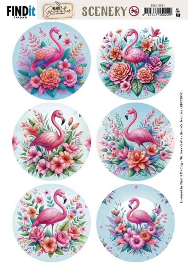 Scenery Push out - Berries Beauties - Flamingo - Round BBSC10091