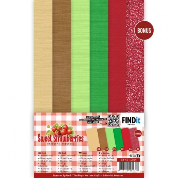 Linen Cardstock Pack - Berries Beauties - Sweet Strawberries - 4K BB-4K-10014