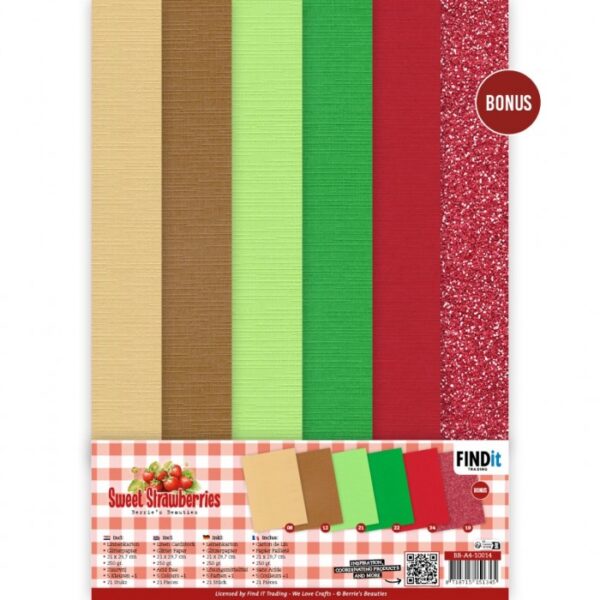 Linen Cardstock Pack - Berries Beauties - Sweet Strawberries - A4 BB-A4-10014
