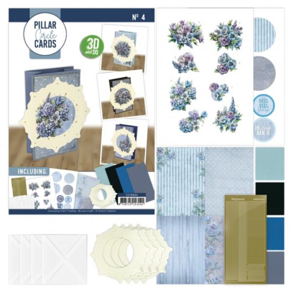 Pillar Circle Cards creme 4 - Blooming Blue CC10004