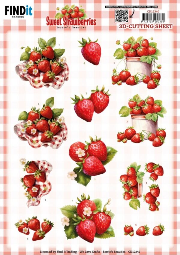 3D Cutting Sheet - Berries Beauties - Sweet Strawberries - Pure Strawberries CD12340