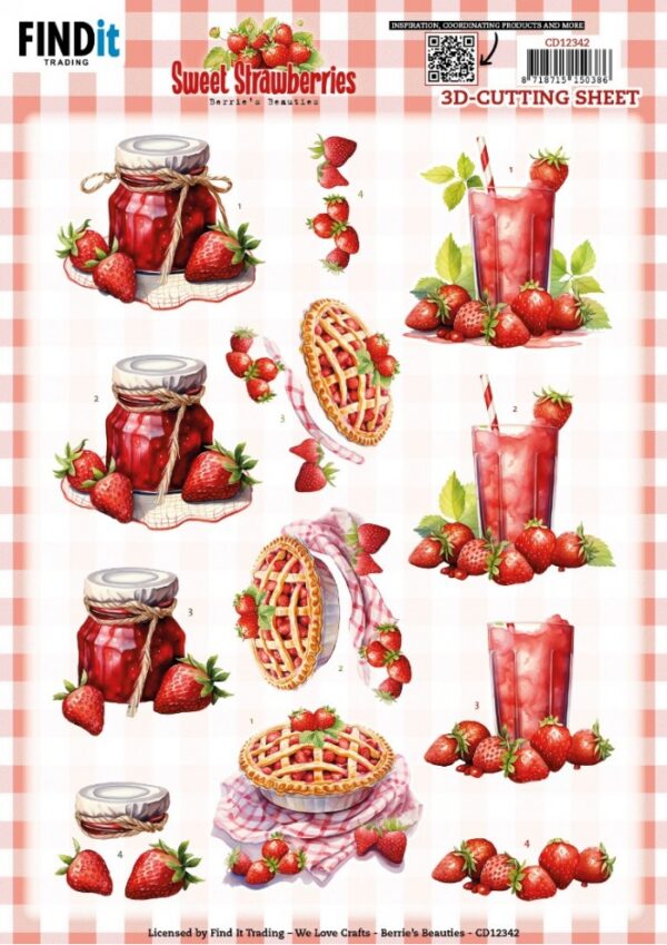 3D Cutting Sheet - Berries Beauties - Sweet Strawberries - Strawberry Pie CD12342