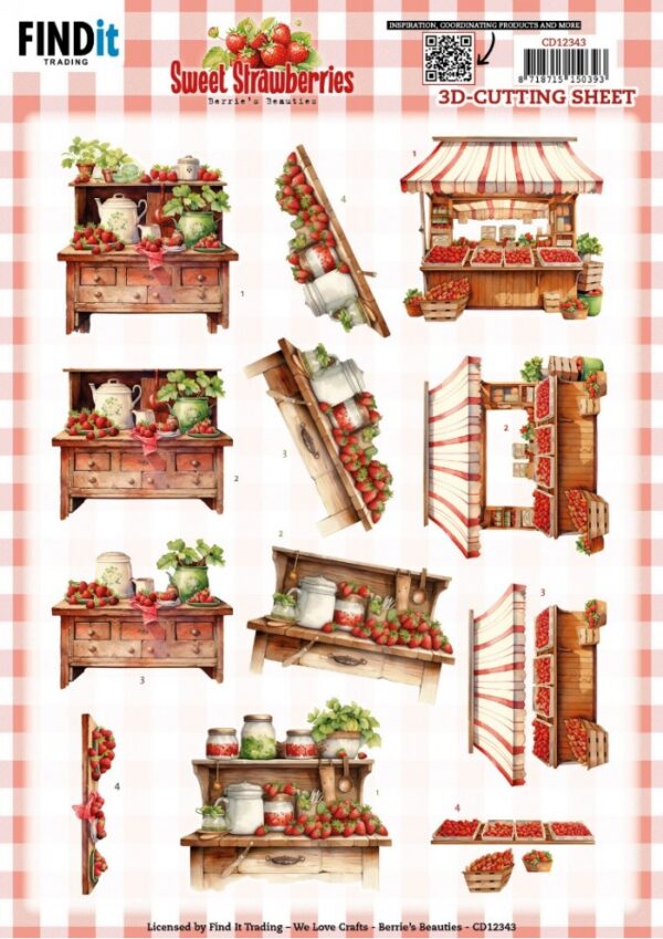 3D Cutting Sheet - Berries Beauties - Sweet Strawberries -Strawberry Sale CD12343