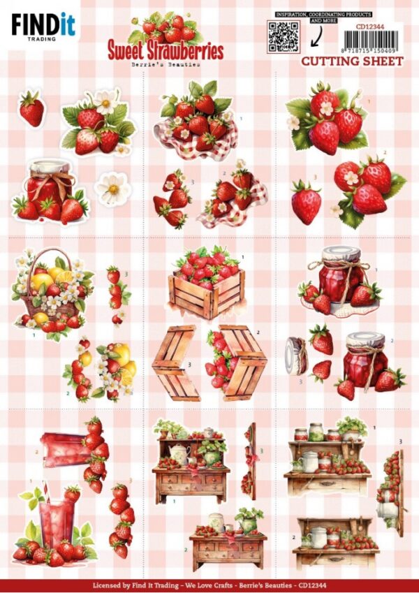 3D Cutting Sheet - Berries Beauties - Sweet Strawberries - Mini CD12344