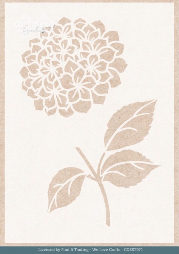 Stencil - Card Deco Essentials - Blue Meadow - Blue Hydrangea A5 CDEST071