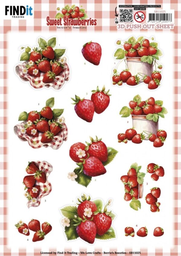 3D Push out Sheet - Berries Beauties - Sweet Strawberries - Pure Strawberries SB11025