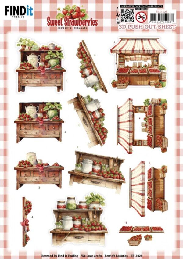 3D Push out Sheet - Berries Beauties - Sweet Strawberries - Strawberry Sale SB11028
