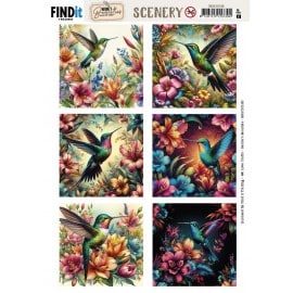 Scenery Push out - Berries Beauties - Vintage Hummingbirds - Square BBSC10100
