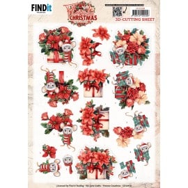 3D Cutting Sheet - Yvonne Ceations - Floral Christmas- Floral Presents CD12358