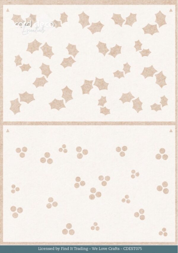 Stencil - Card Deco Essentials - Floral Christmas- Floral Holly Pattern A5 CDEST075