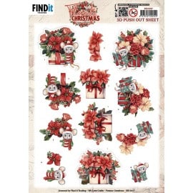 3D Pushout Sheet - Yvonne Ceations - Floral Christmas- Floral Presents SB11037
