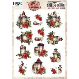 3D Pushout Sheet - Yvonne Ceations - Floral Christmas- Floral Lantern  SB11039