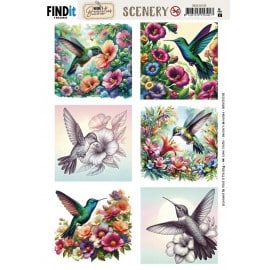 Scenery Push out - Berries Beauties - Colorful Hummingbirds - Square BBSC10102