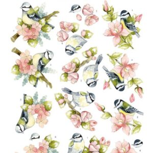 3D Cutting Sheet - Precious Marieke- Navy Elegance - Flower Bird CD12304