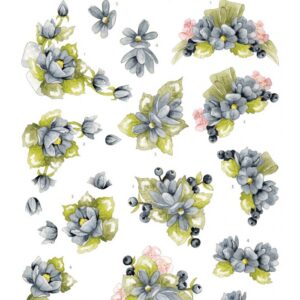 3D Cutting Sheet - Precious Marieke- Navy Elegance - Blue Flowers CD12305