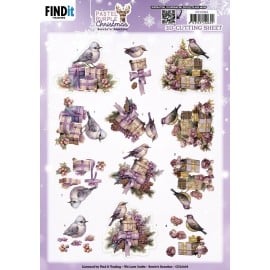 3D Cutting Sheet - Berries Beauties - Pastel Purple Christmas - Birds CD12364