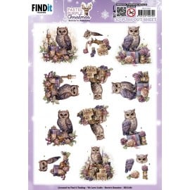 3D Pushout Sheet - Berries Beauties - Pastel Purple Christmas - Owl SB11043