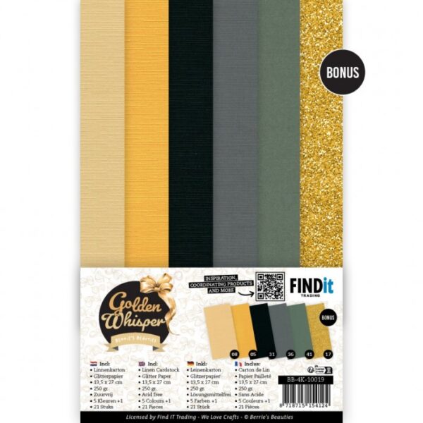 Linen Cardstock Pack - Berries Beauties - Golden Whisper - BB-4K-10019