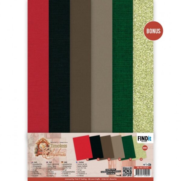 Linen Cardstock Pack - Berries Beauties - Timeless Christmas  BB-A4-10018
