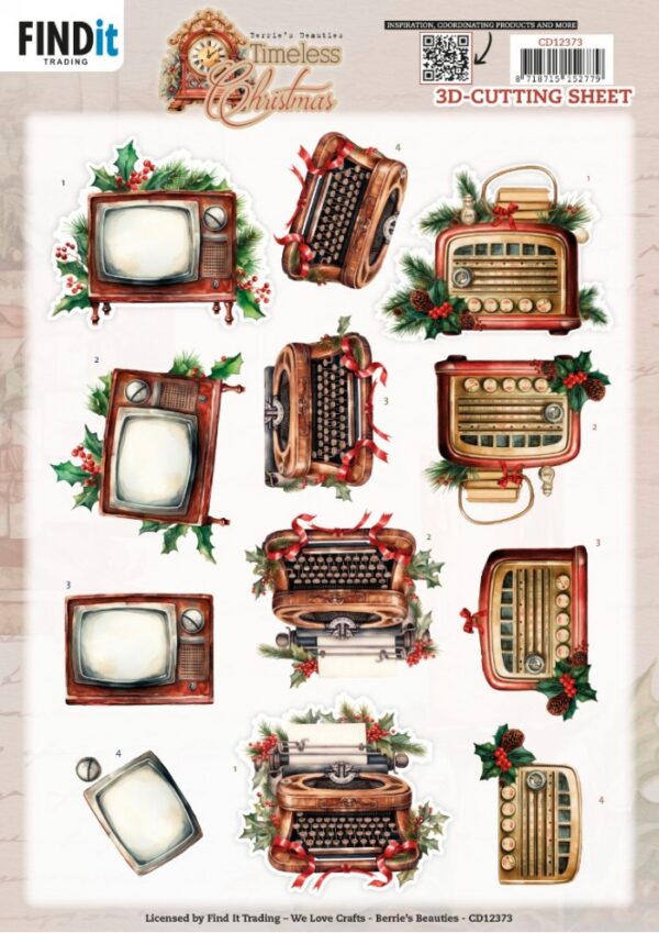 3D Cutting Sheet - Berries Beauties - Timeless Christmas - Timeless Devices CD12373