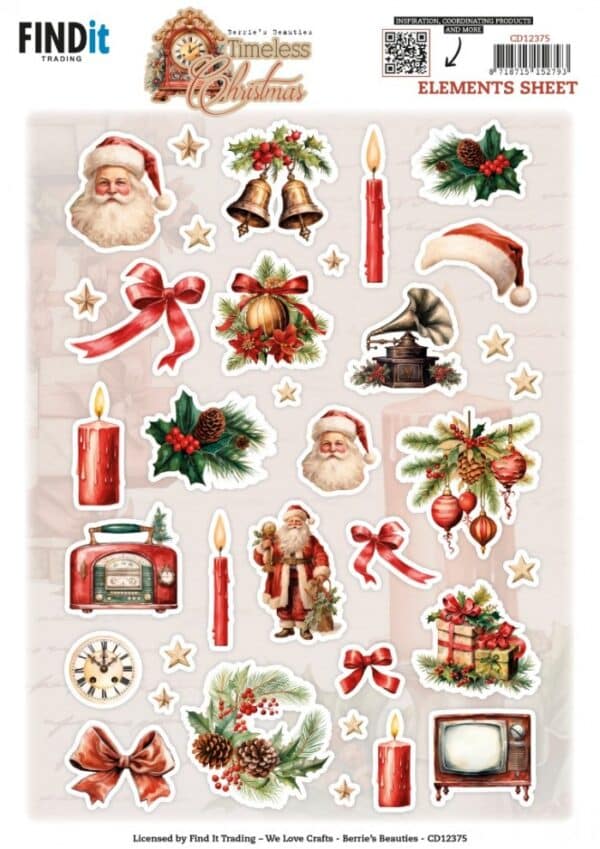 Cutting Sheet - Berries Beauties - Timeless Christmas - Small Elements CD12375
