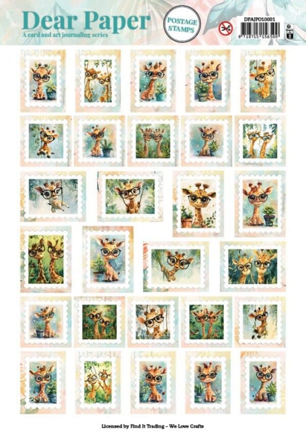 Dear Paper - A Card and Art Journaling Serie - Pushout - Giraffe DPAJPO10001