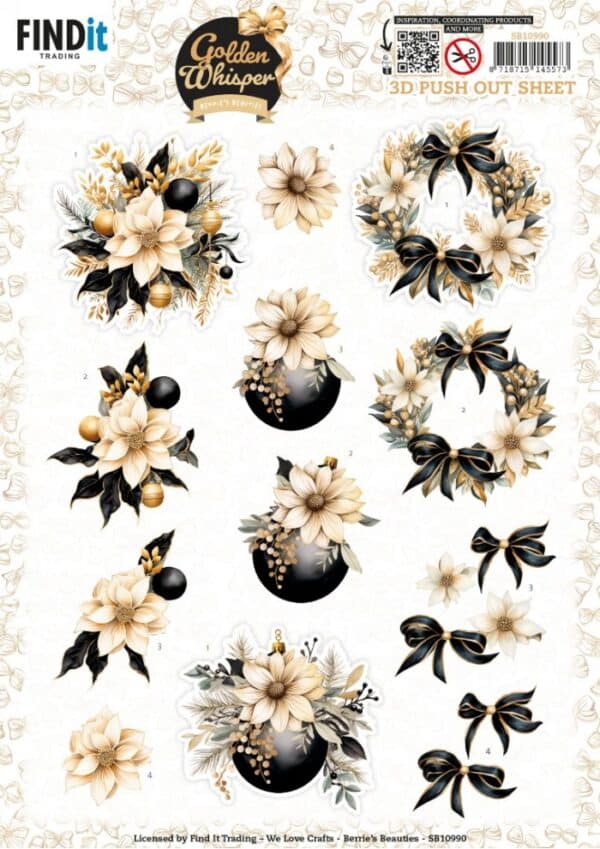 3D Pushout Sheet - Berries Beauties - Golden Whisper - Flowers SB10990