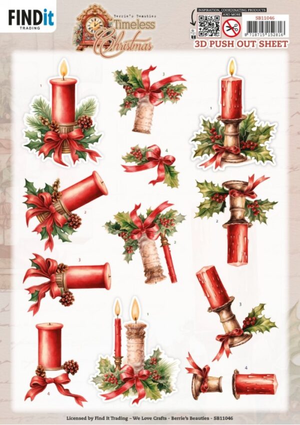 3D Pushout Sheet - Berries Beauties - Timeless Christmas - Timeless Candle SB11046