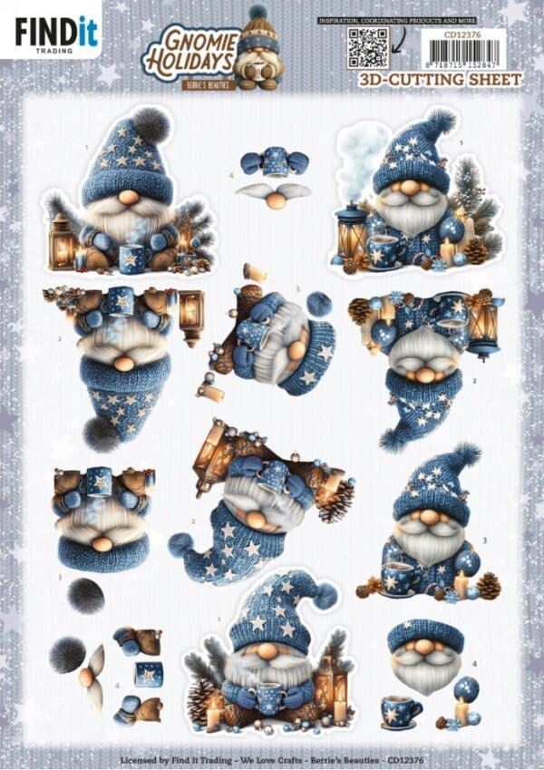 3D Cutting Sheet - Berries Beauties - Gnomie Holidays - Blue CD12376