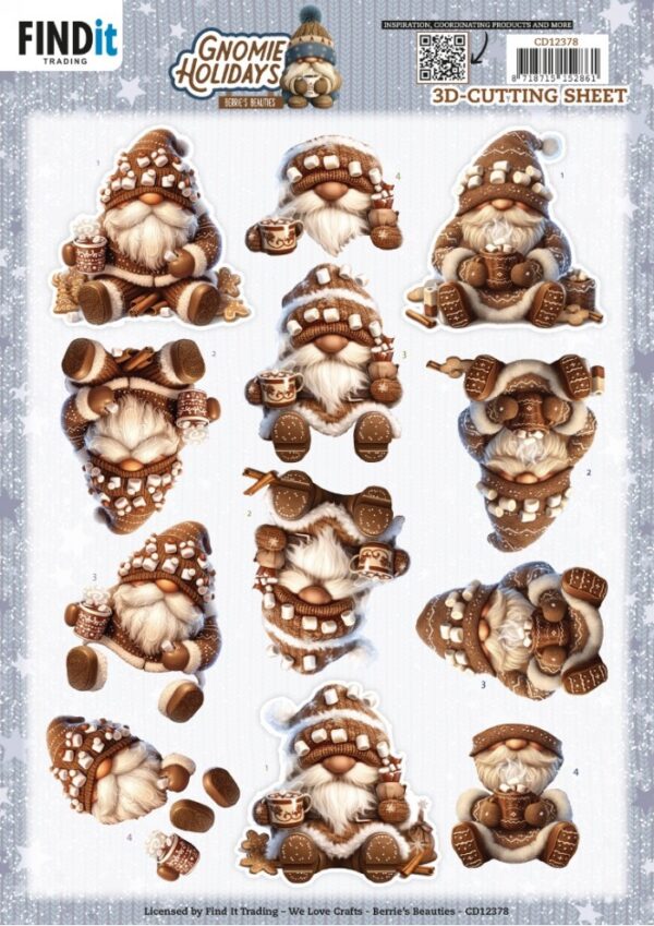 3D Cutting Sheet - Berries Beauties - Gnomie Holidays - Brown CD12378