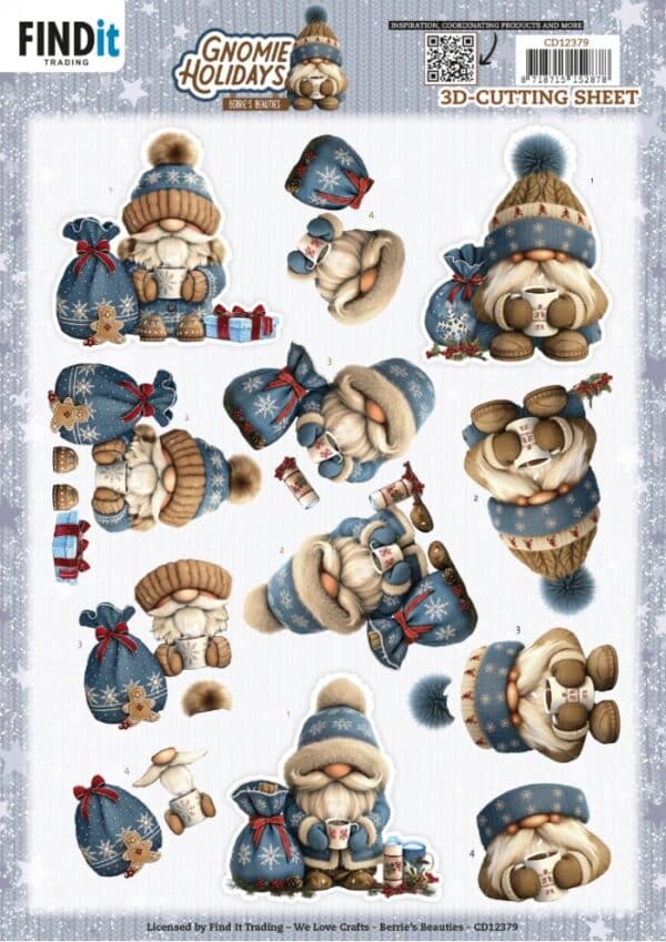 3D Cutting Sheet - Berries Beauties - Gnomie Holidays - Navy CD12379