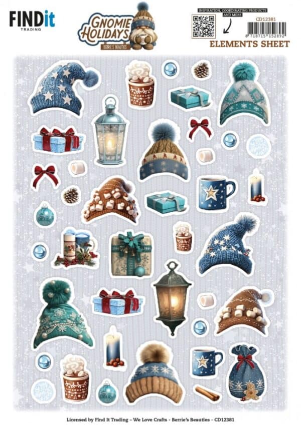 Cutting Sheet - Berries Beauties - Gnomie Holidays - Small Elements CD12381