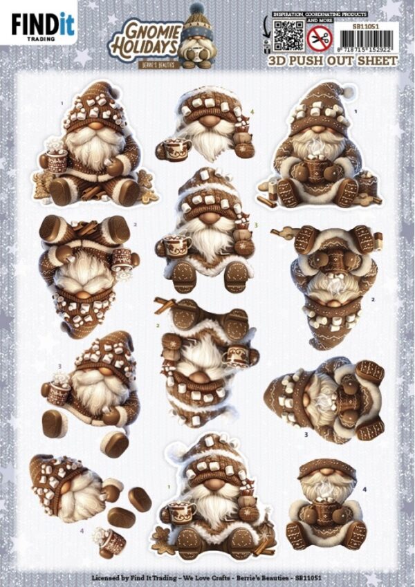 3D Pushout Sheet - Berries Beauties - Gnomie Holidays - Brown SB11051