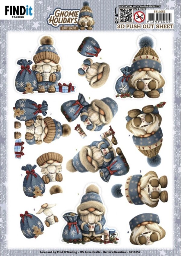 3D Pushout Sheet - Berries Beauties - Gnomie Holidays - Navy SB11052