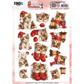 3D Pushout Sheet - Berries Beauties - A Very Furry Christmas - Kitten  SB11053