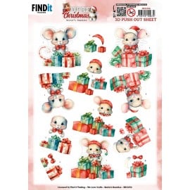 3D Pushout Sheet - Berries Beauties - A Very Furry Christmas - Mouse SB11056