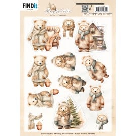 3D Cutting Sheet - Berries Beauties - Cosy WInter - Cosy Bear CD12394