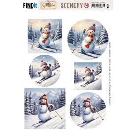 Scenery Push out - Berries Beauties - Skiing Snowmen (Gratis vel HJ250) BBSC10126 - HJ25001