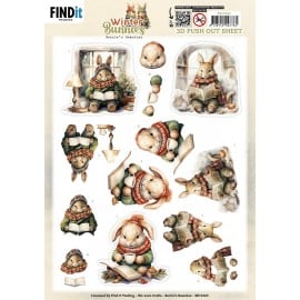 3D Pushout Sheet - Berries Beauties - Winter Bunnies - Reading Bunnies SB11065