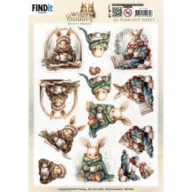 3D Pushout Sheet - Berries Beauties - Winter Bunnies - Cosy Bunnies  SB11068
